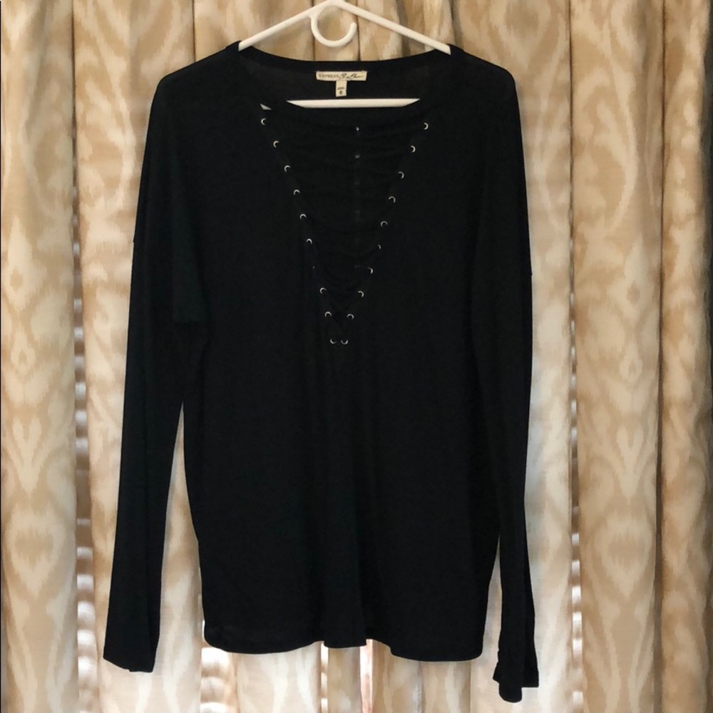 Express long sleeve lace up front T shirt Medium